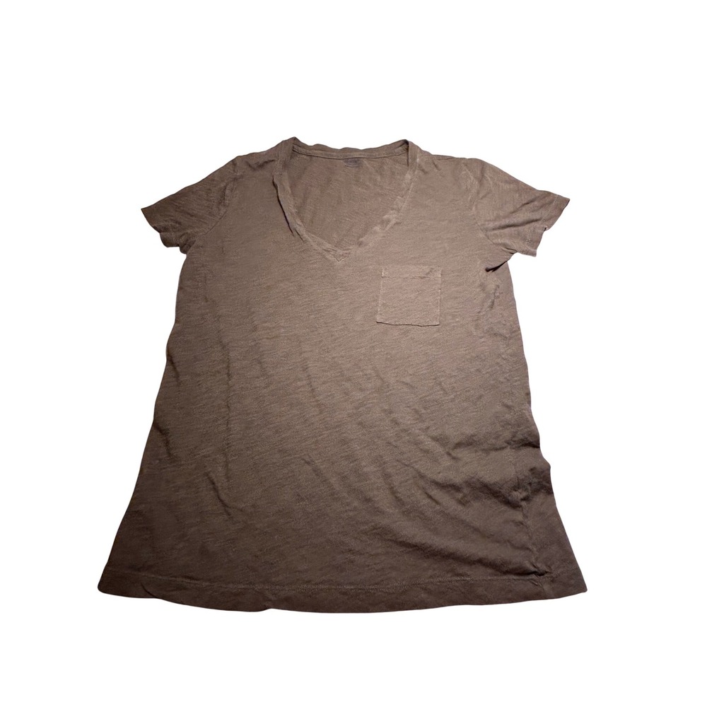 Madewell Whisper Cotton V-Neck Pocket Tee Olive Green Short Sleeve XS 04346